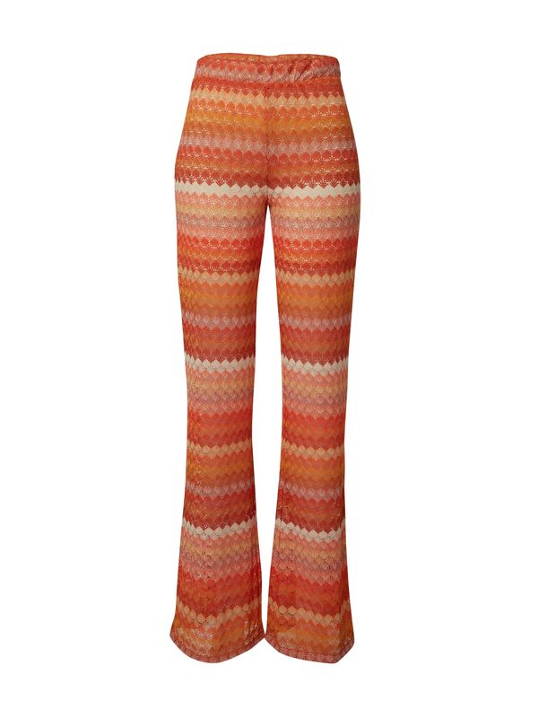 VILA VILA Панталон 'Joe'  екрю / оранжево / тъмно коралово / червена боровинка