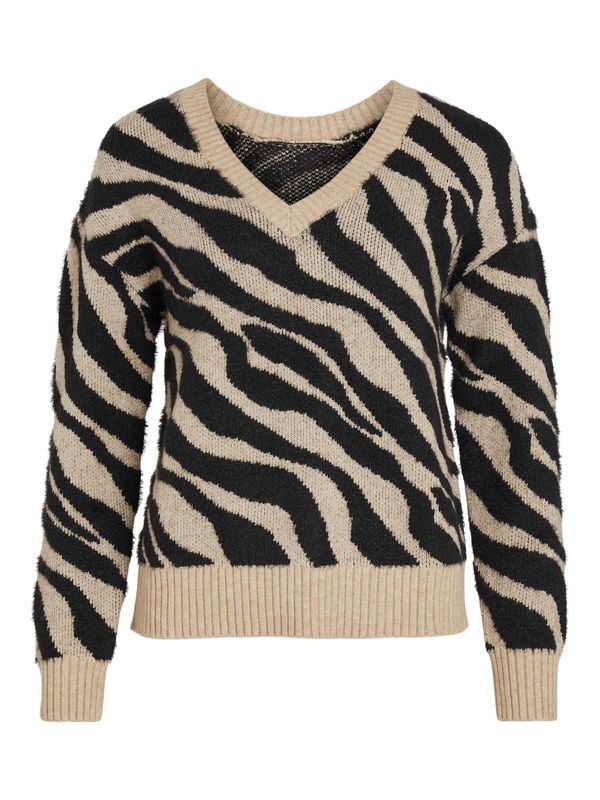 Vila Petite Vila Petite Пуловер 'RIL'  цвят "пясък" / черно