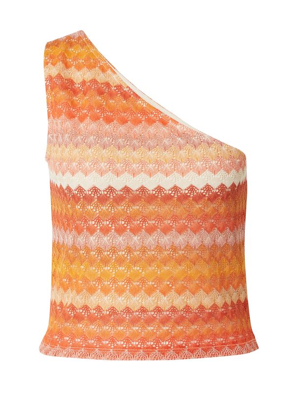 VILA VILA Плетен топ 'JOE'  оранжево / тъмнооранжево / бяло