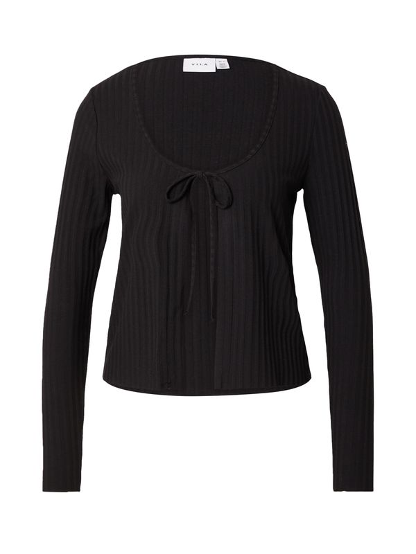 VILA VILA Плетена жилетка 'RIBINI'  черно