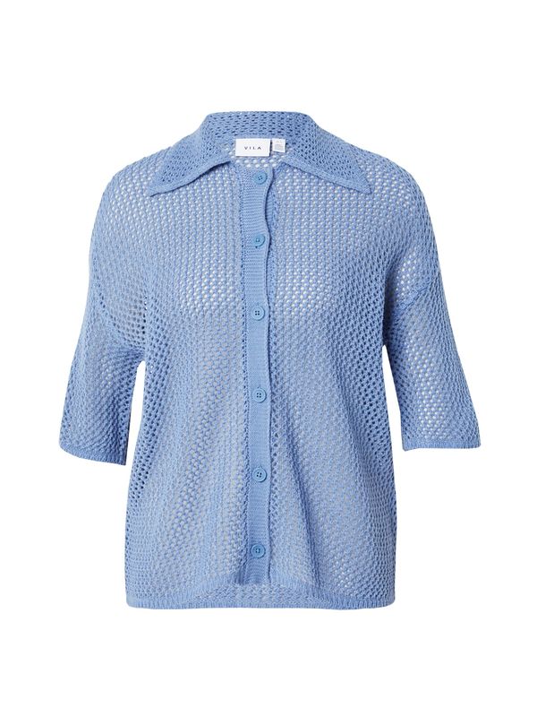 VILA VILA Плетена жилетка 'ZOLA'  гълъбово синьо