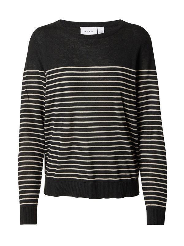 VILA VILA Пуловер 'ABELLA'  черно / бяло