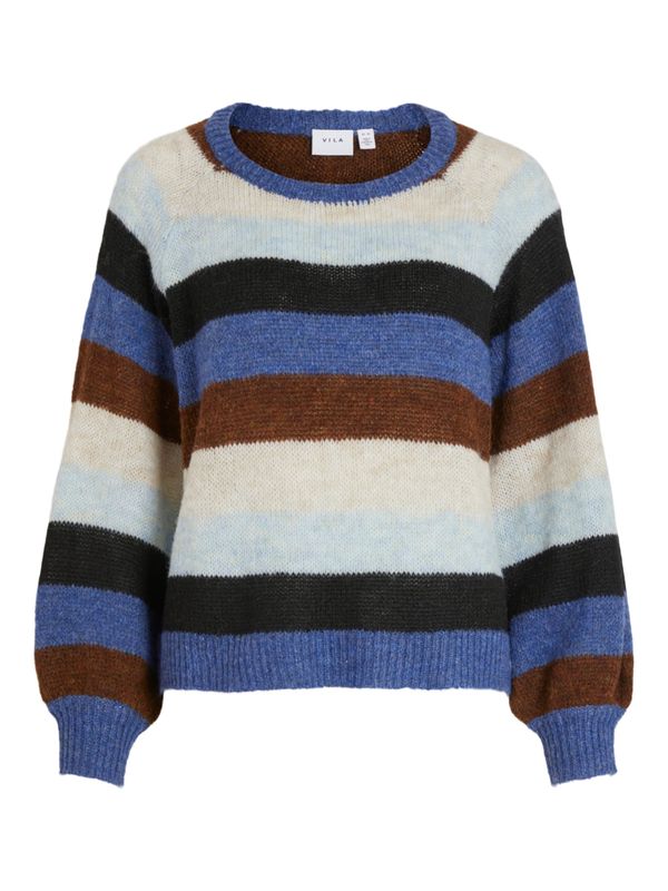 VILA VILA Пуловер 'Kammy'  нощно синьо / светлосиньо / тъмносиньо / тъмнокафяво