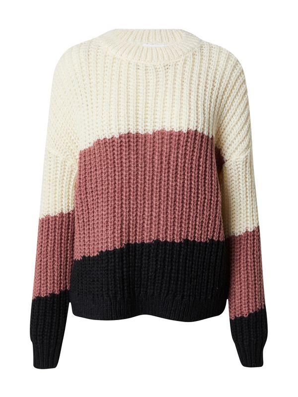 VILA VILA Пуловер 'MONTA'  ръждиво кафяво / черно / бяло