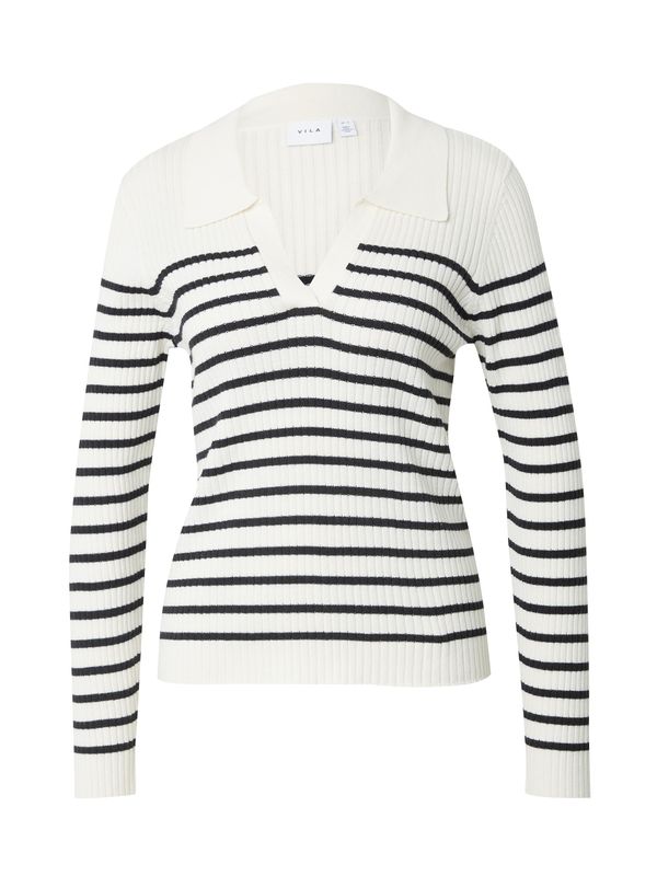 VILA VILA Пуловер 'OKLA'  екрю / черно