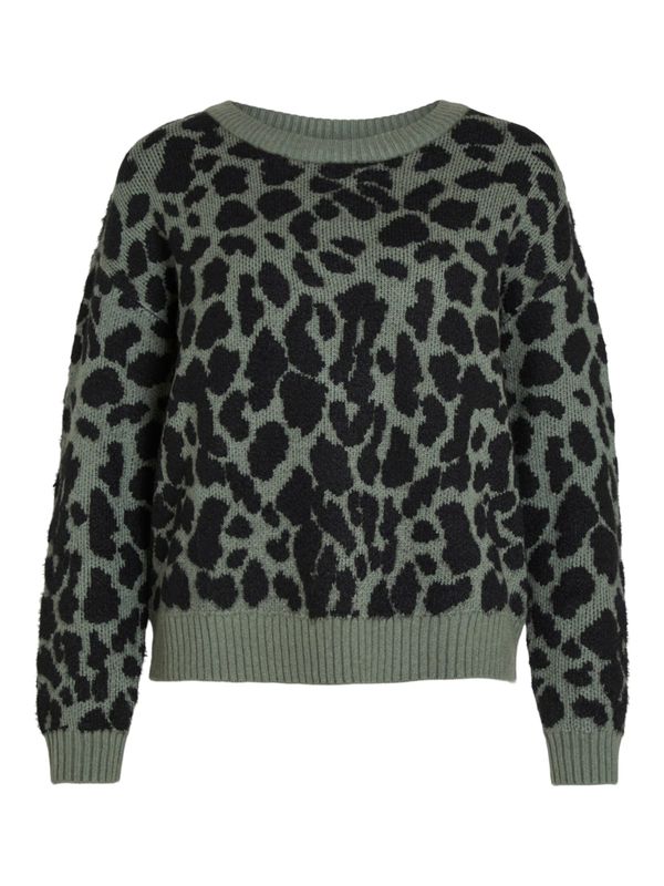 VILA VILA Пуловер 'Ril'  нефритено зелено / черно