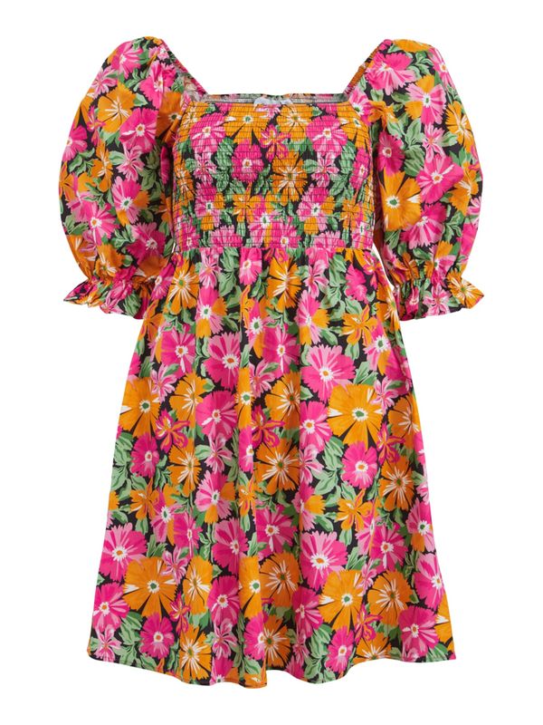 VILA VILA Рокля 'COLMENA'  зелено / оранжево / розово / черно / бяло
