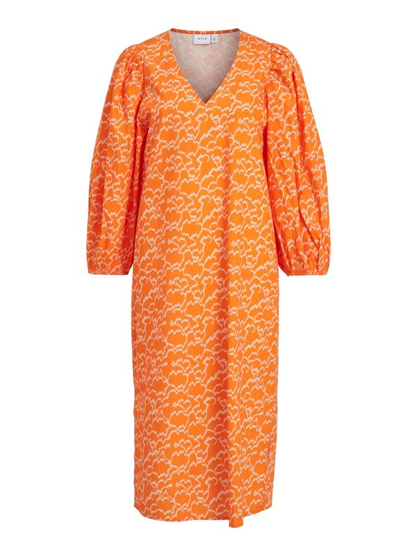 VILA VILA Рокля 'FLORA'  оранжево / бяло
