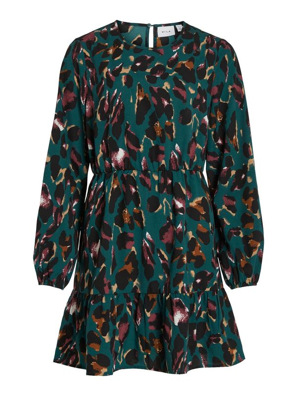 VILA VILA Рокля 'JULIETTA'  кафяво / тъмнозелено / боровинка / черно