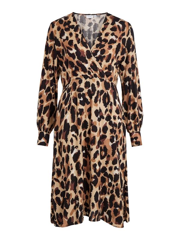 VILA VILA Рокля 'Kiwi'  бежово / кафяво / черно