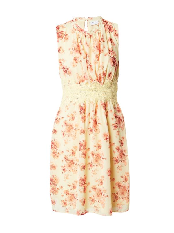 VILA VILA Рокля 'MILINA'  светложълто / тъмнозелено / розово