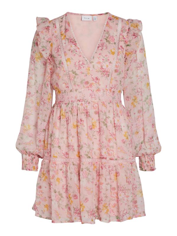 VILA VILA Рокля 'Roman'  зелено / оранжево / пепел от рози