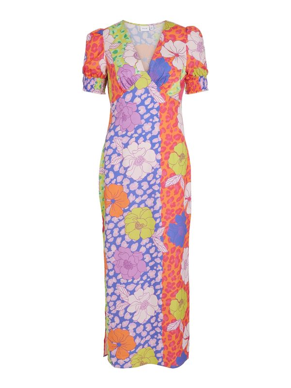 VILA VILA Рокля  синьо / жълто / светлолилаво / червено