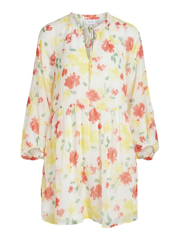 VILA VILA Рокля тип риза 'Falia'  жълто / зелено / светлочервено / бяло