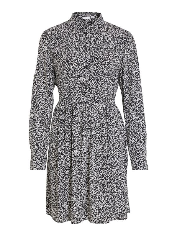 VILA VILA Рокля тип риза 'Fini'  черно / бяло