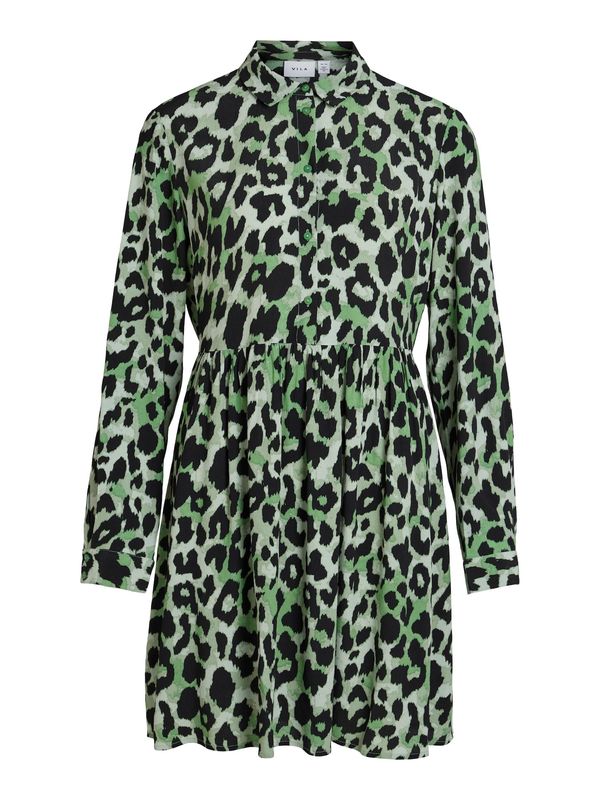VILA VILA Рокля тип риза 'Fini'  зелено / пастелно зелено / черно