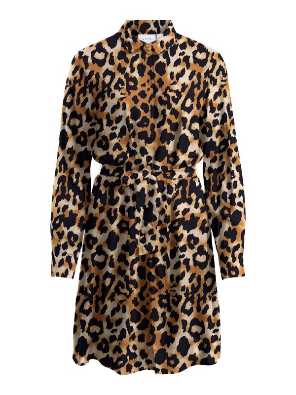 VILA VILA Рокля тип риза  кафяво / черно