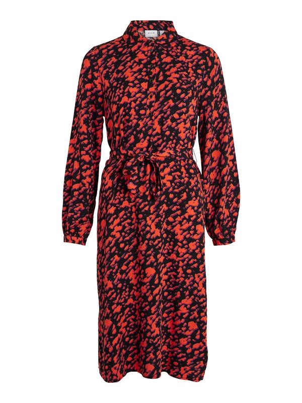 VILA VILA Рокля тип риза 'Lotta'  неоноволилаво / оранжево / черно