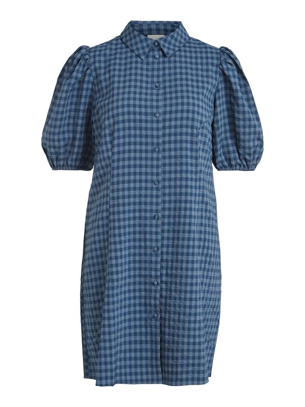 VILA VILA Рокля тип риза 'Pipe'  морскосиньо / гълъбово синьо