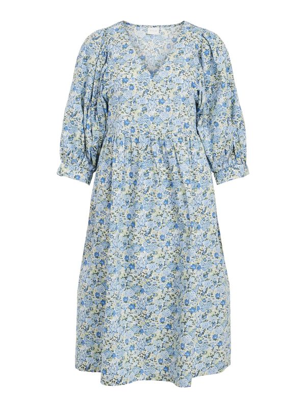 VILA VILA Рокля тип риза  синьо / бяло