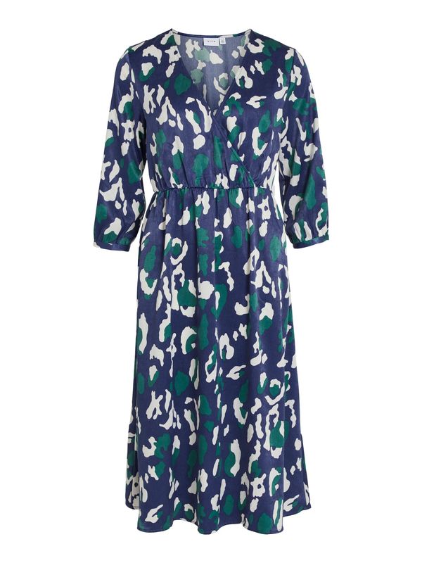 VILA VILA Рокля 'Tone'  нейви синьо / смарагдово зелено / бяло