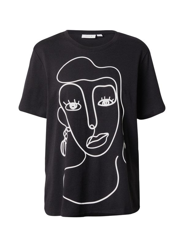 VILA VILA Тениска 'ANNA'  черно / бяло