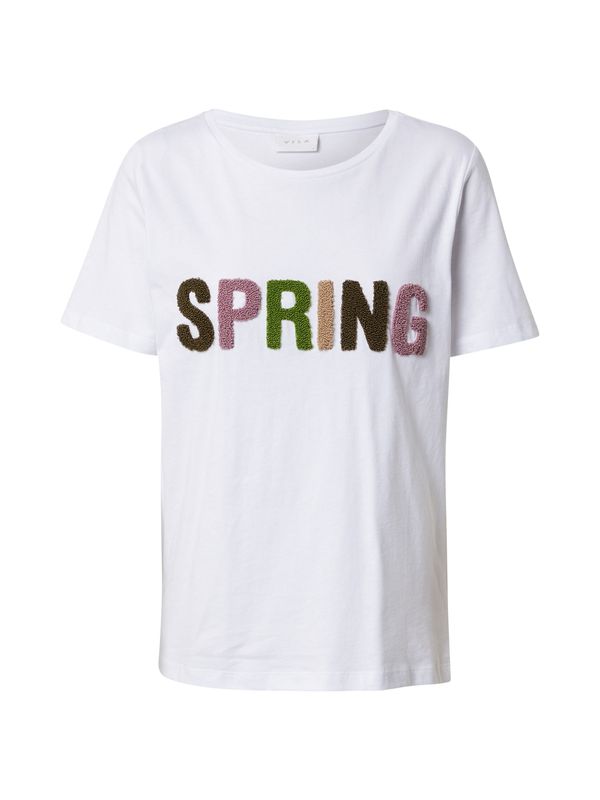 VILA VILA Тениска 'BITTA'  бежово / кафяво / зелено / пепел от рози / бяло