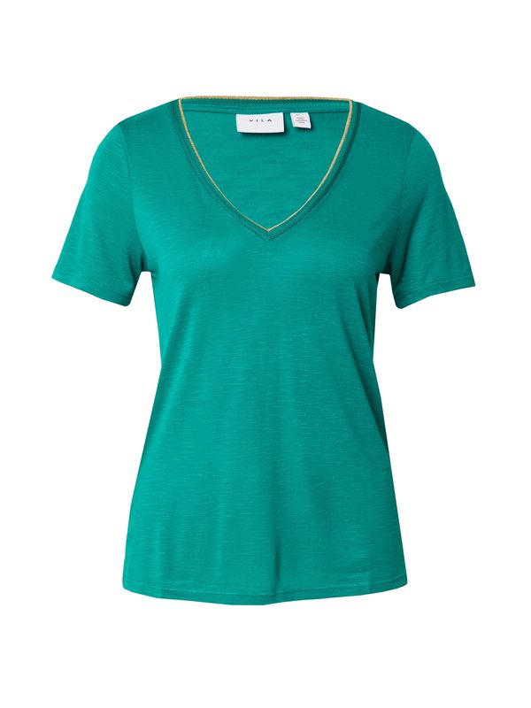 VILA VILA Тениска 'NOEL'  златистожълто / зелено