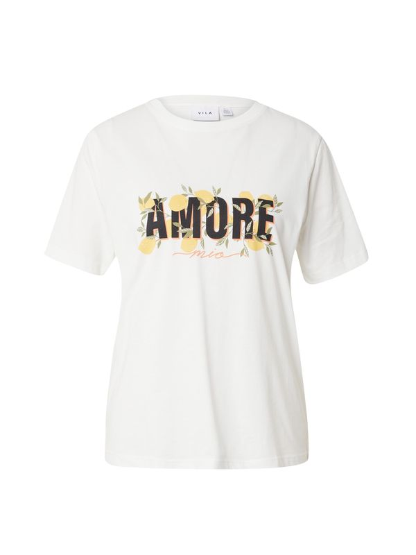 VILA VILA Тениска 'SYBIL ART'  жълто / пастелно зелено / черно / бяло