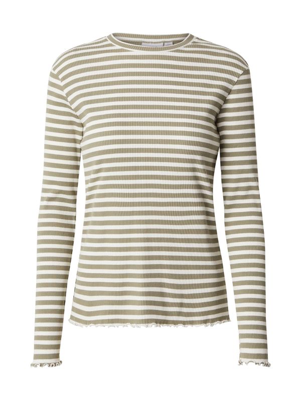 VILA VILA Тениска 'THESSA'  маслина / бяло