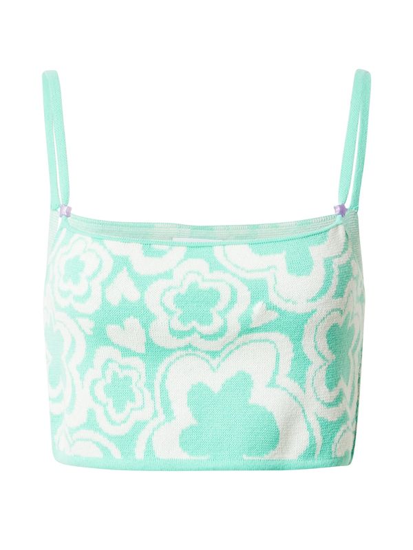 Vintage Supply Vintage Supply Плетен топ  светлозелено / бяло