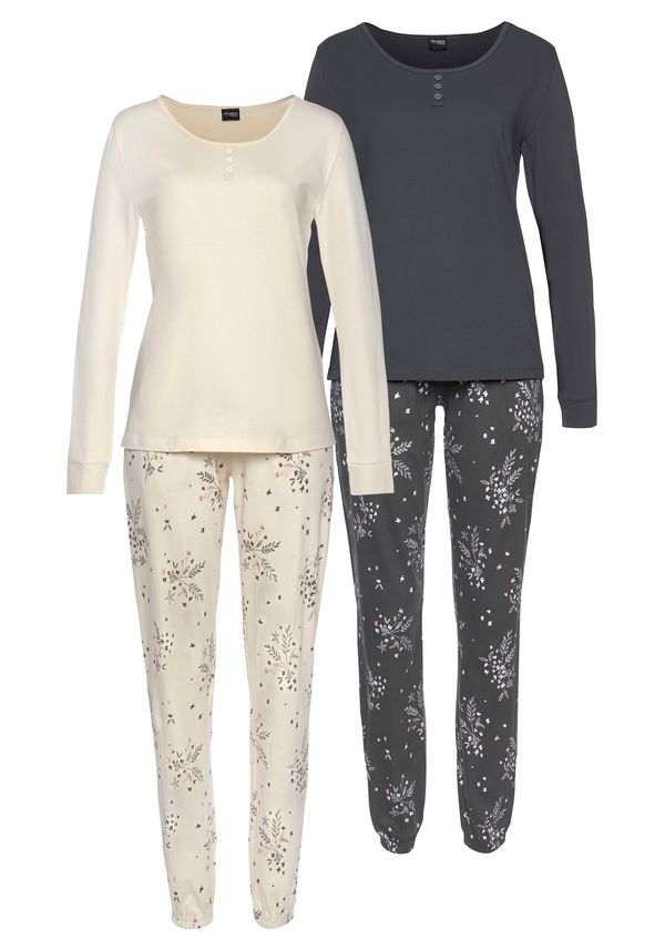 VIVANCE VIVANCE Пижама  бежово / антрацитно черно