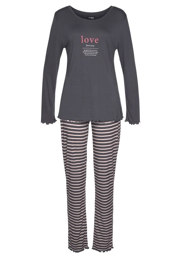 VIVANCE VIVANCE Пижама 'VD Love PJ'  телесен цвят / антрацитно черно / пъпеш / бяло