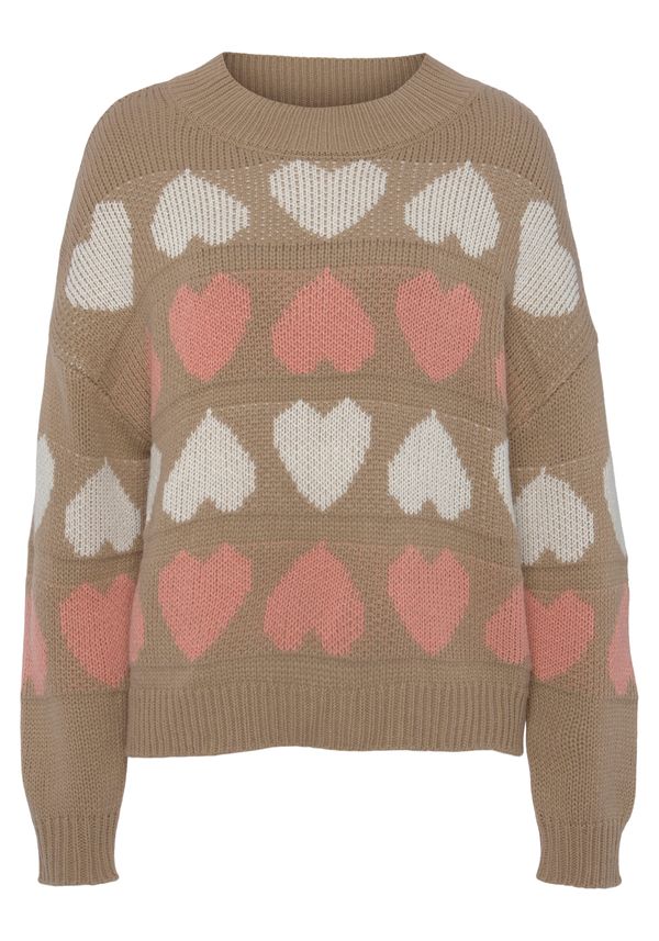 VIVANCE VIVANCE Пуловер  бежово / корал / бяло