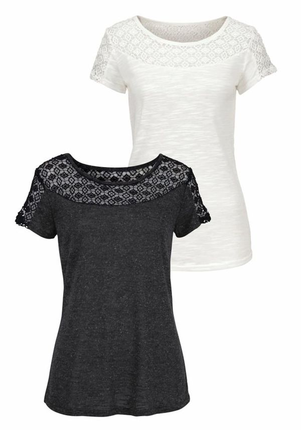 VIVANCE VIVANCE Тениска  антрацитно черно / бяло