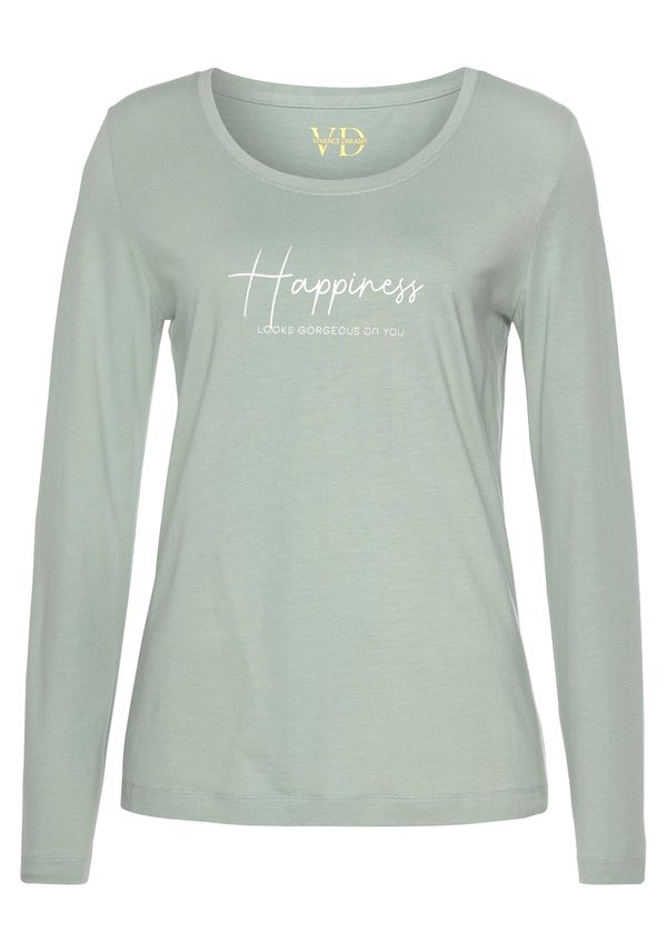 VIVANCE VIVANCE Тениска за спане  пастелно зелено / бяло