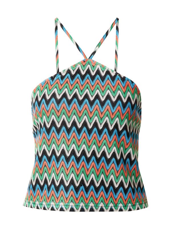 Warehouse Warehouse Плетен топ  синьо / зелено / оранжево / бяло