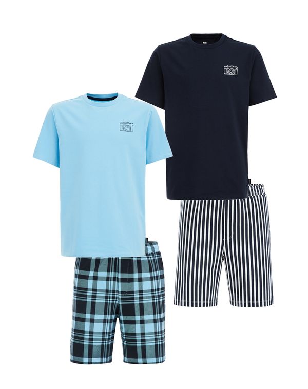 WE Fashion WE Fashion Комплект пижама  нейви синьо / светлосиньо / бяло