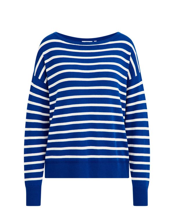 WE Fashion WE Fashion Пуловер  кобалтово синьо / бяло