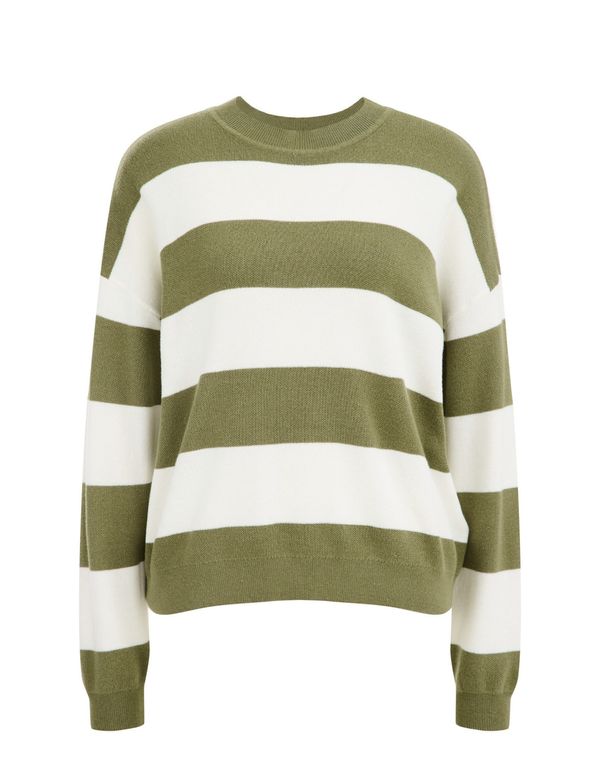 WE Fashion WE Fashion Пуловер  маслина / бяло