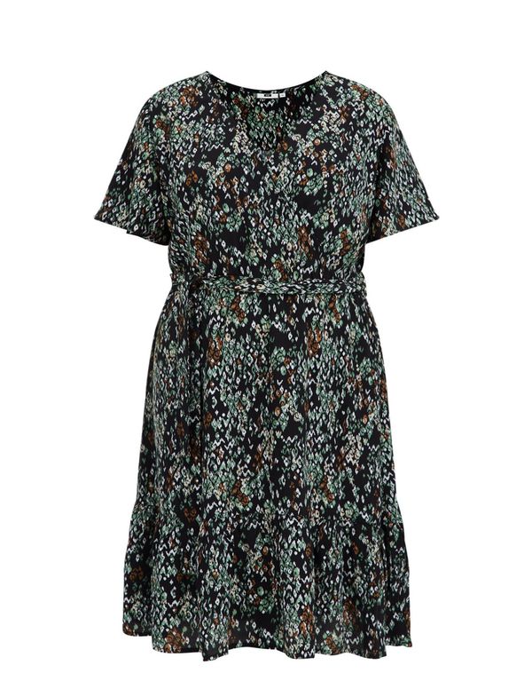 WE Fashion WE Fashion Рокля  екрю / коняк / тъмнозелено / черно