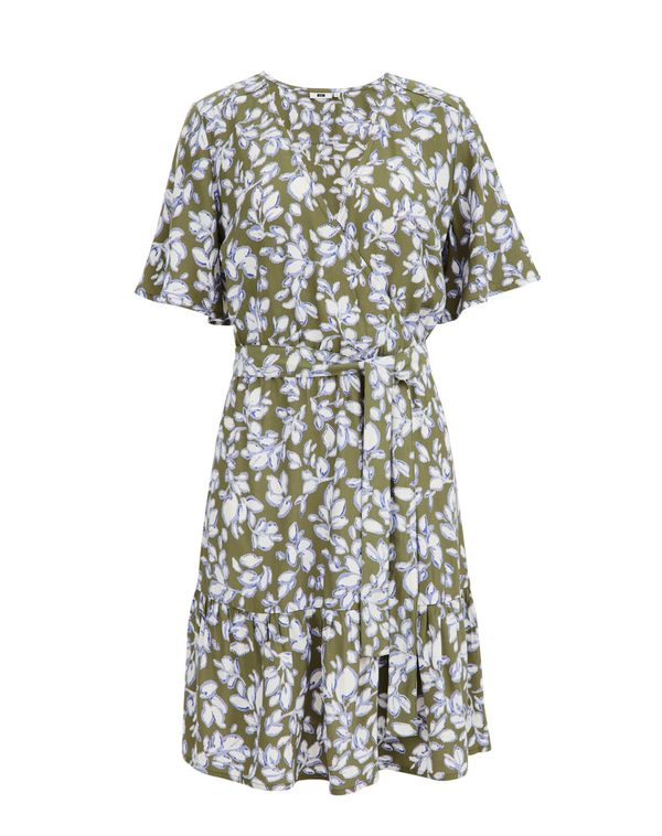 WE Fashion WE Fashion Рокля  гълъбово синьо / маслина / бяло