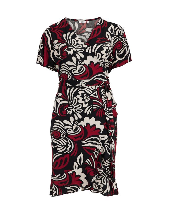 WE Fashion WE Fashion Рокля  карминено червено / черно / бял памук