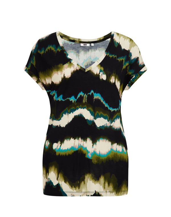 WE Fashion WE Fashion Тениска  бежово / зелено / каки / черно