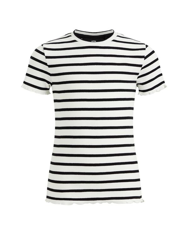 WE Fashion WE Fashion Тениска  черно / бяло