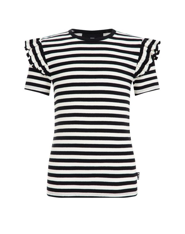 WE Fashion WE Fashion Тениска  черно / бяло