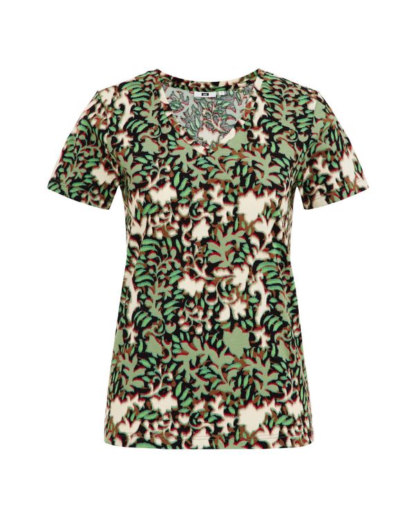 WE Fashion WE Fashion Тениска  кафяво / зелено / пастелно зелено / бяло