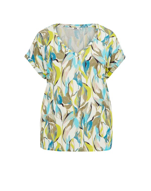 WE Fashion WE Fashion Тениска  лазурно синьо / жълто / маслина / бяло