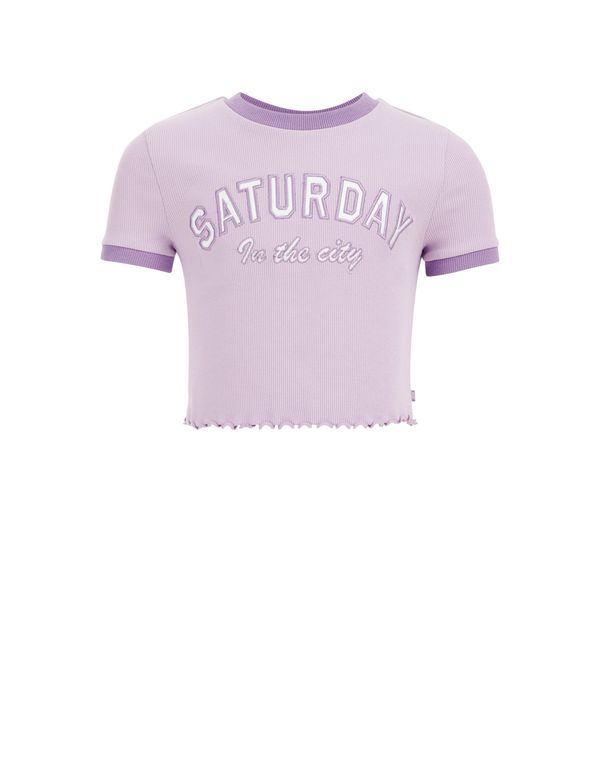 WE Fashion WE Fashion Тениска  лилав / люляк / бяло