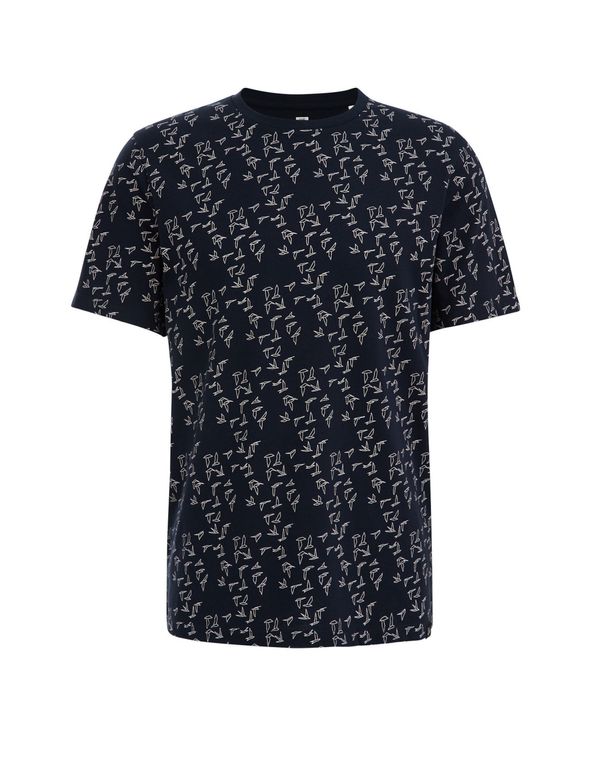 WE Fashion WE Fashion Тениска  нощно синьо / бяло